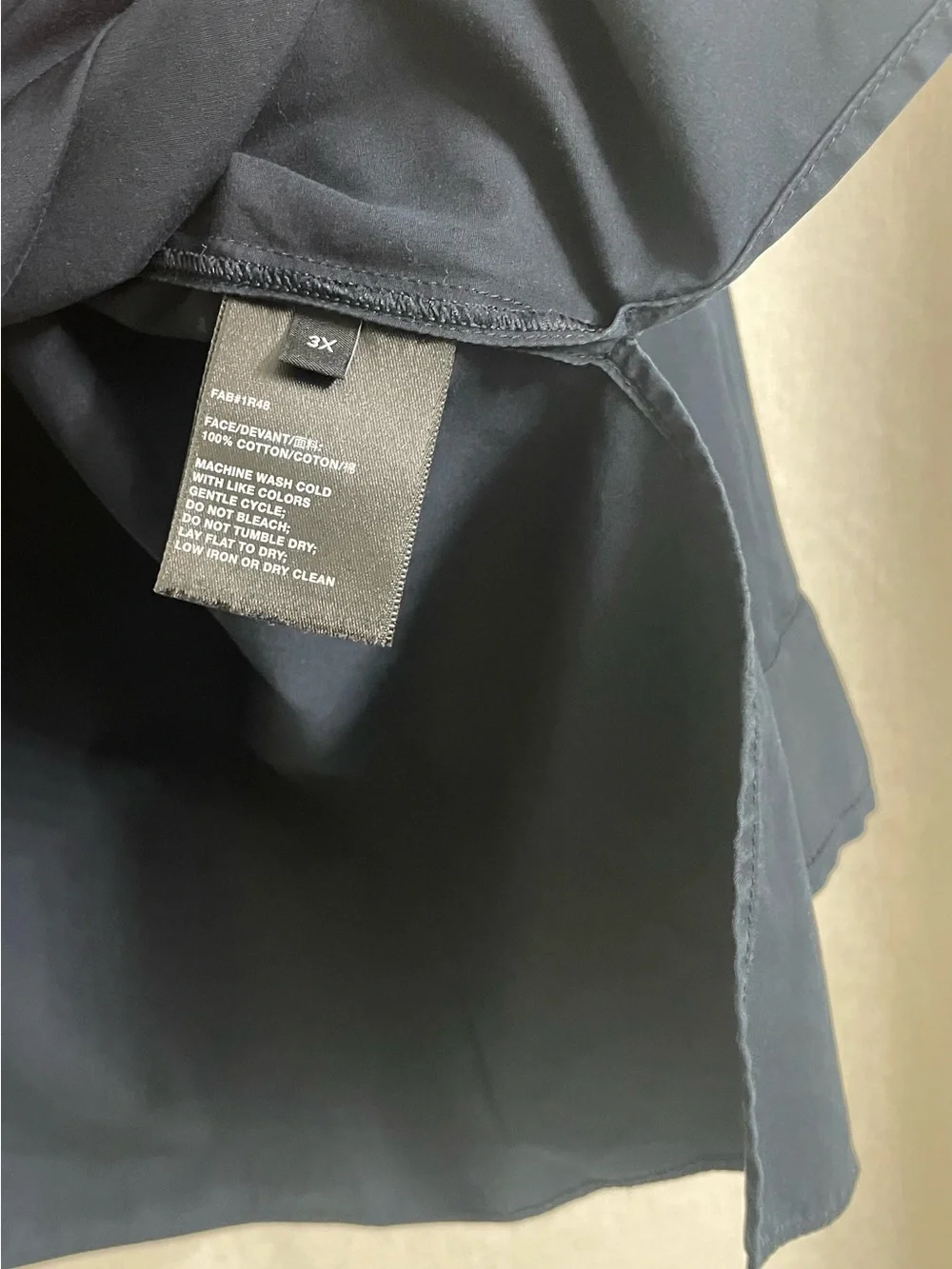 Lafayette 148 New York Navy Cotton Button Front Shirt 3X Oversized - Picture 5 of 7